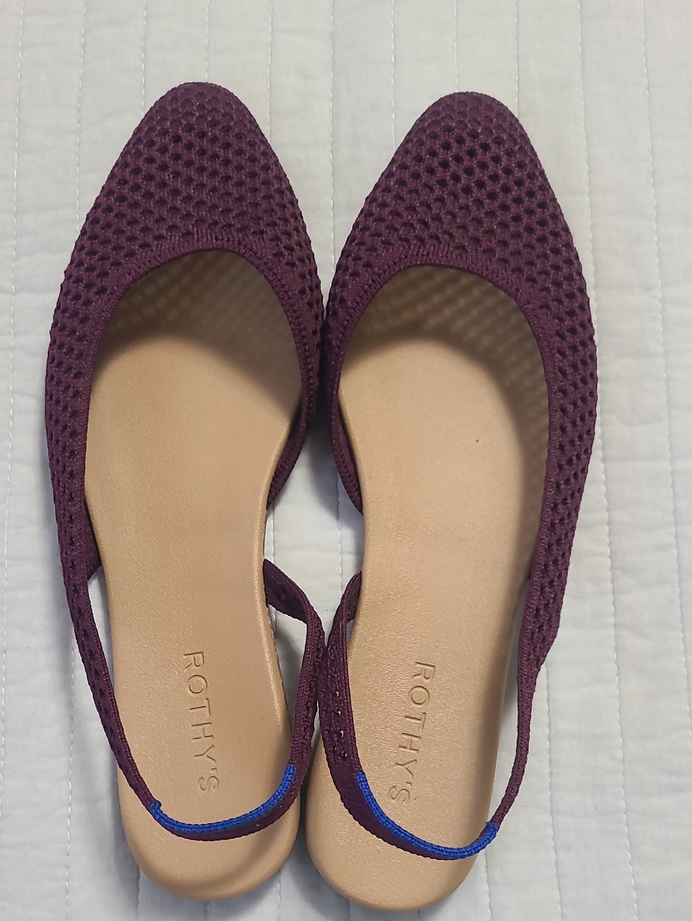 NWOT Rothy's The Almond Slingback Minimalist Airy Stretchy Plum Mesh Sz 10.5 - Picture 3 of 7